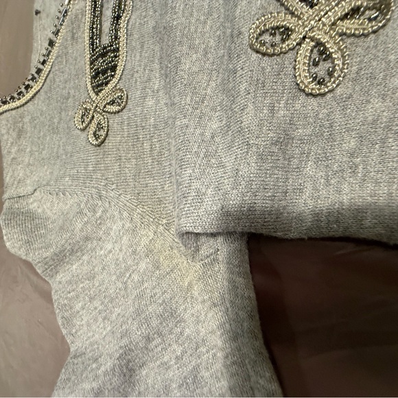 Vintage Gray Silver Beaded Embellished Military Cropped Cardigan Size Small $200 - Picture 10 of 11